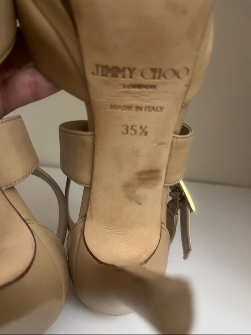 Jimmy Choo Kuki Nude Leather Strappy Platform Stiletto Sandals - Picture 15 of 16